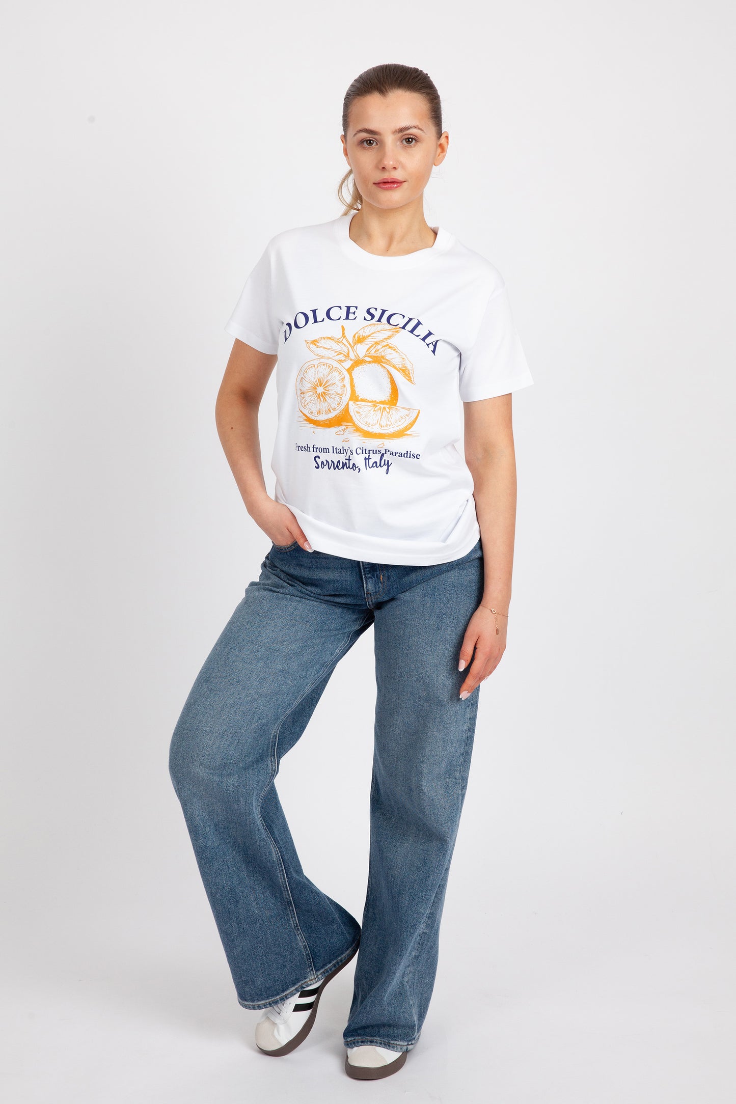 Womens Dolce Sicilia Printed White T-Shirt