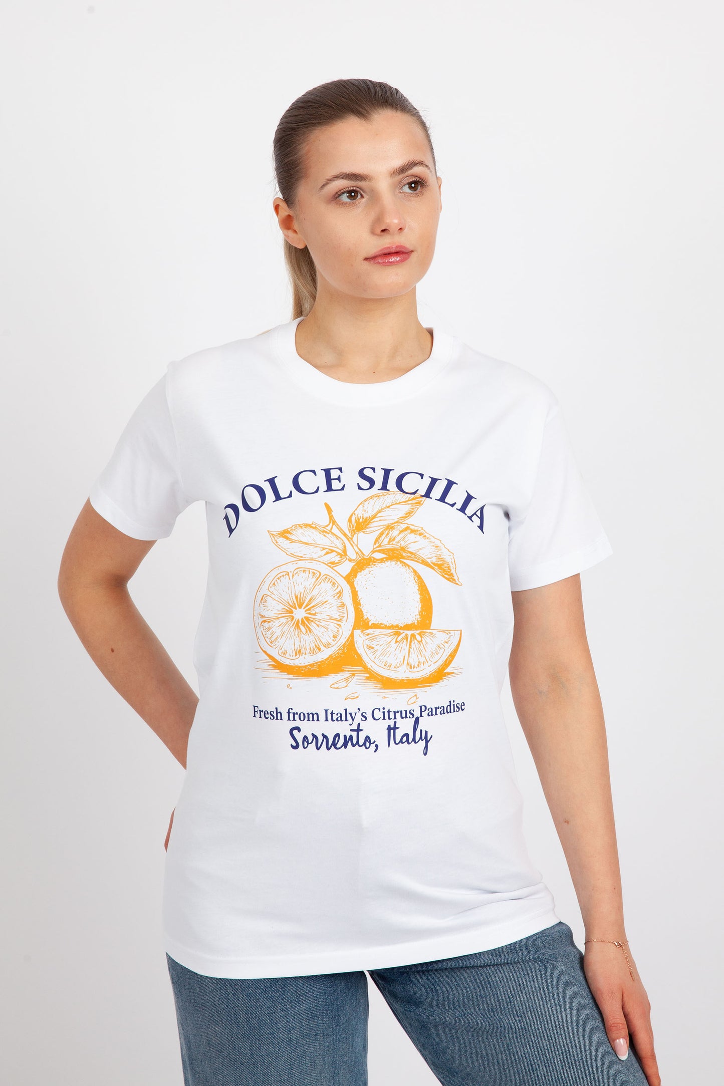 Womens Dolce Sicilia Printed White T-Shirt